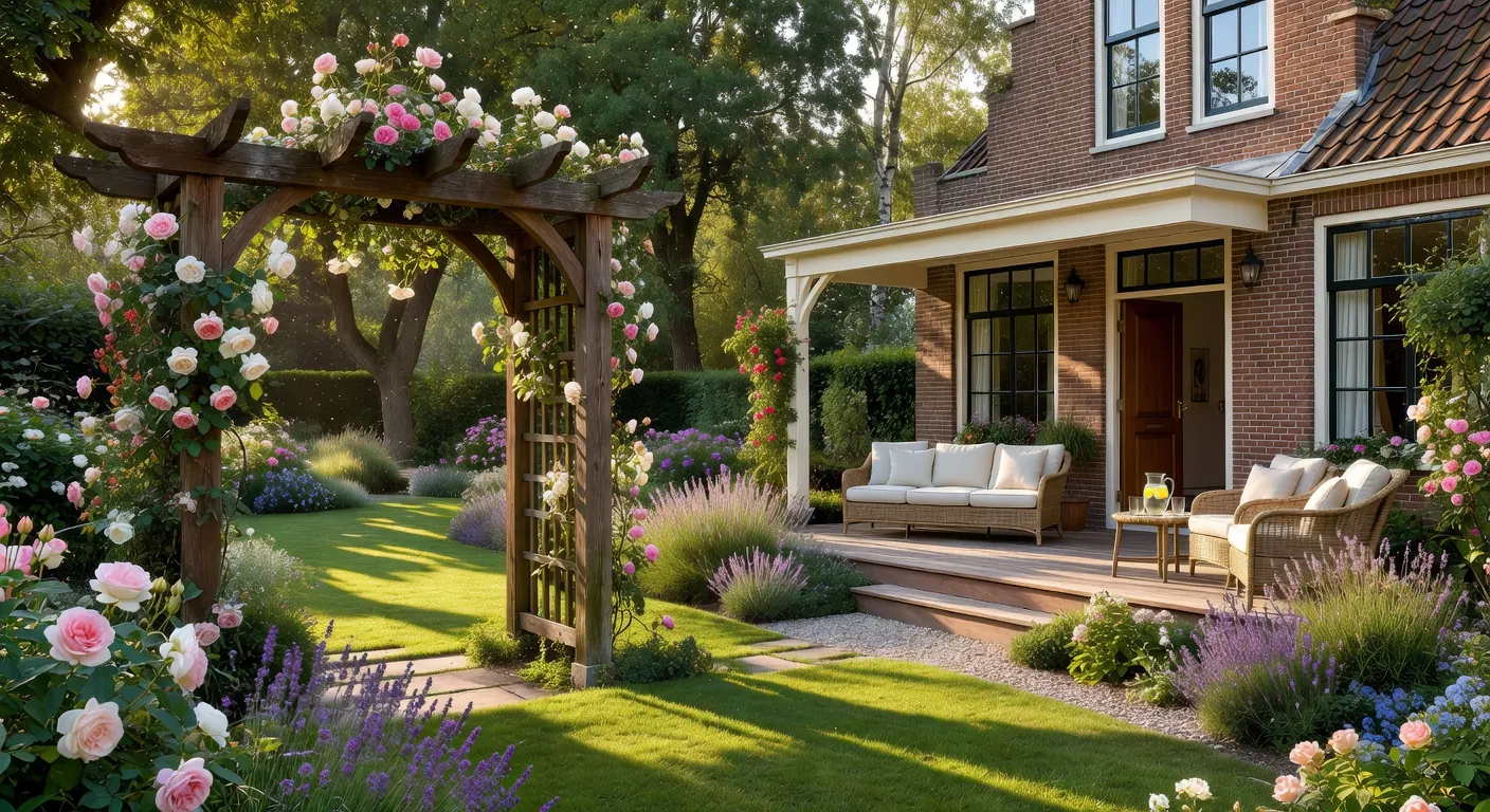 Inspirerend voorbeeld van een op maat gemaakte pergola in een moderne tuin voor 2026