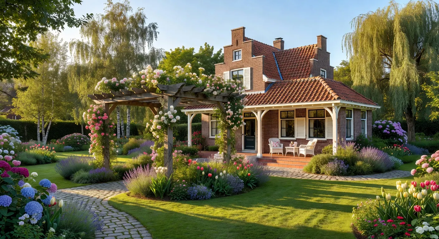 Illustratie van een pergola met regensensor en windsensor in actie