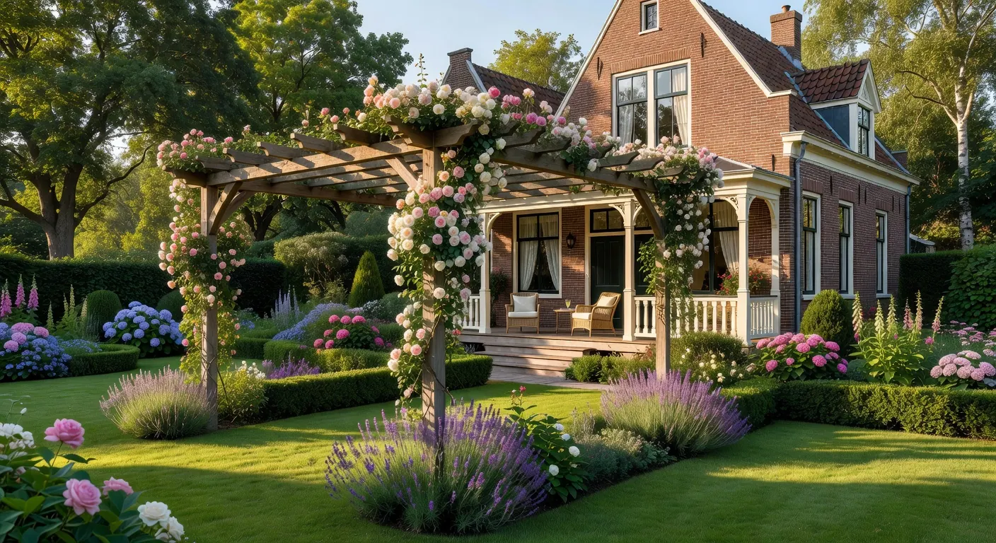 Moderne veranda van 20 m2 in een Nederlandse tuin