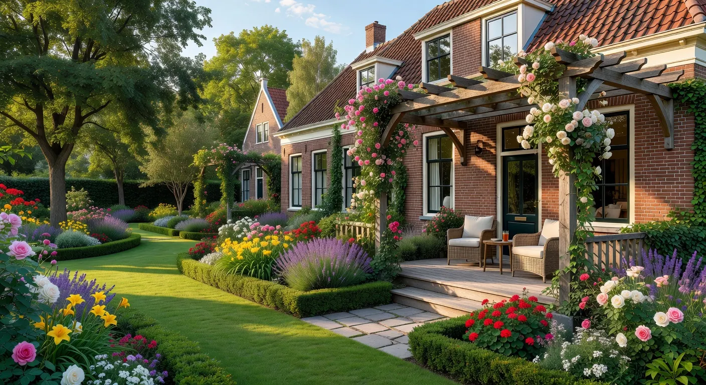 Veranda in de zomer met effectieve zonwering om oververhitting te voorkomen